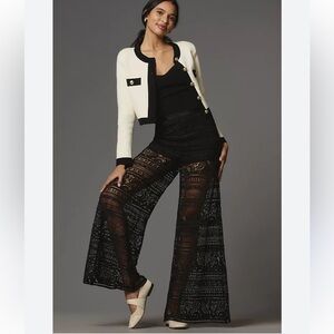 NWT Anthropologie Maeve Wide-Leg Sheer Lace Trousers Size 4